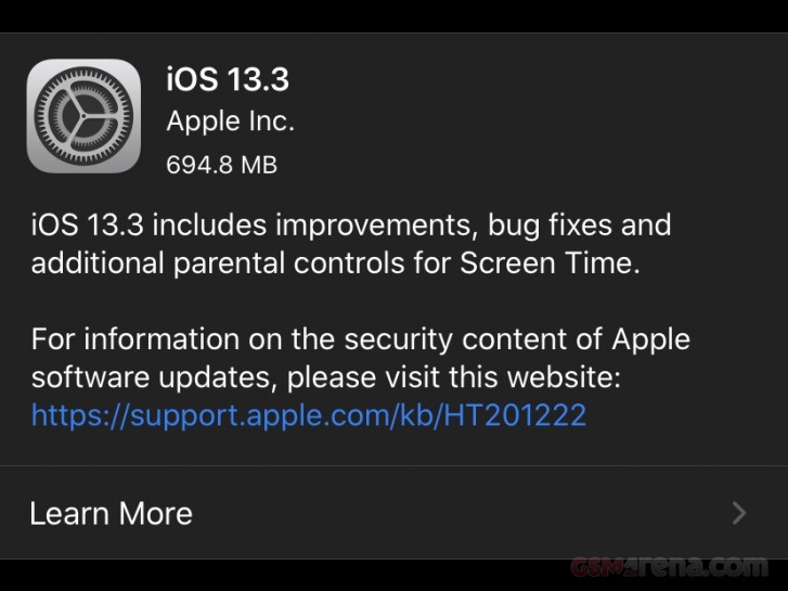Apple  iOS and iPadOS 13.3